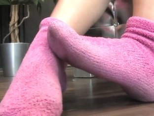 Fuzzy sock footjob