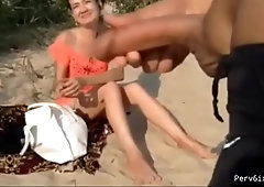 best of Woman cock beach on blowjob blonde