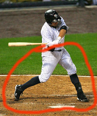 Dropping the bat before swinging