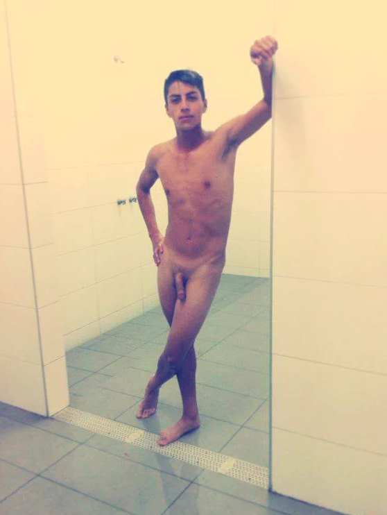 Naked footballers in the shower