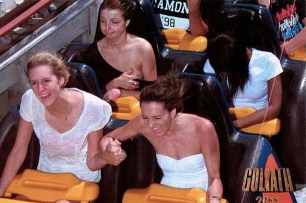 Boob flashing on a rollercoaster