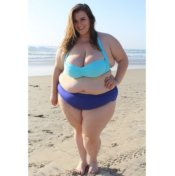 Plus size girl in bikini