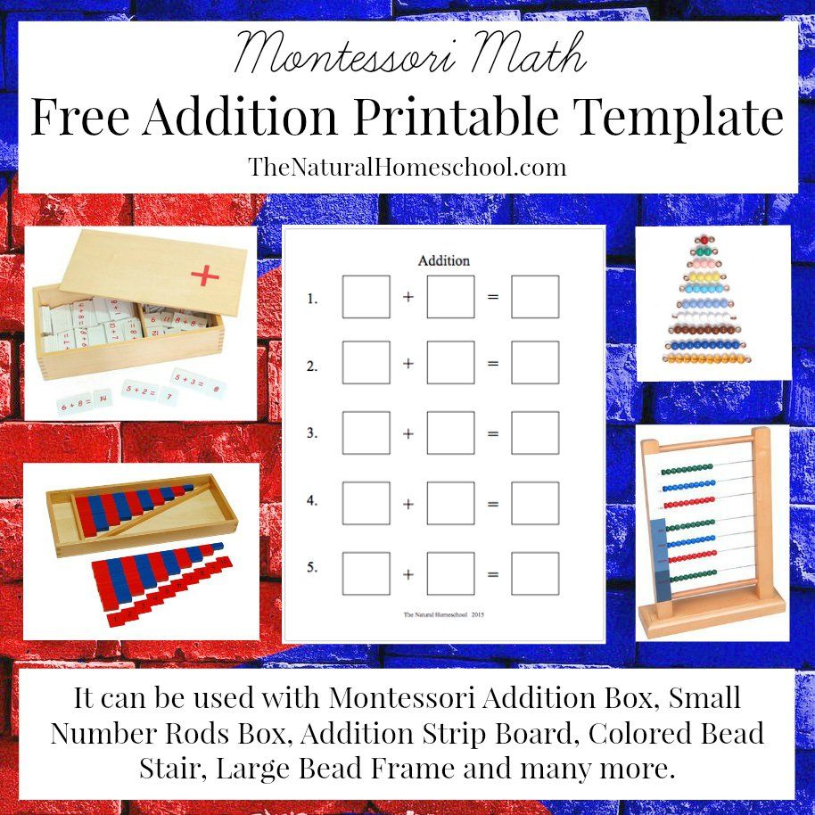 Montessori and addition strip board and lesson
