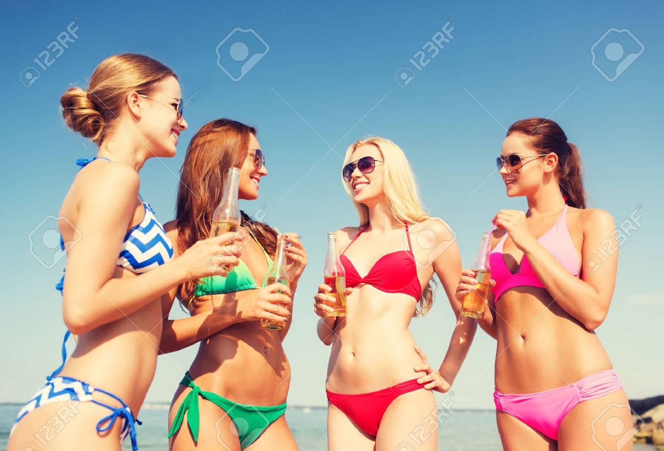 Spring break young group bikini pictures